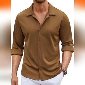 COOFANDY Men's Long Sleeve Button Down Wrinkle Free Shirt Casual Untucked